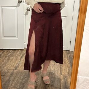 Elegant Asymmetrical Wine Skirt